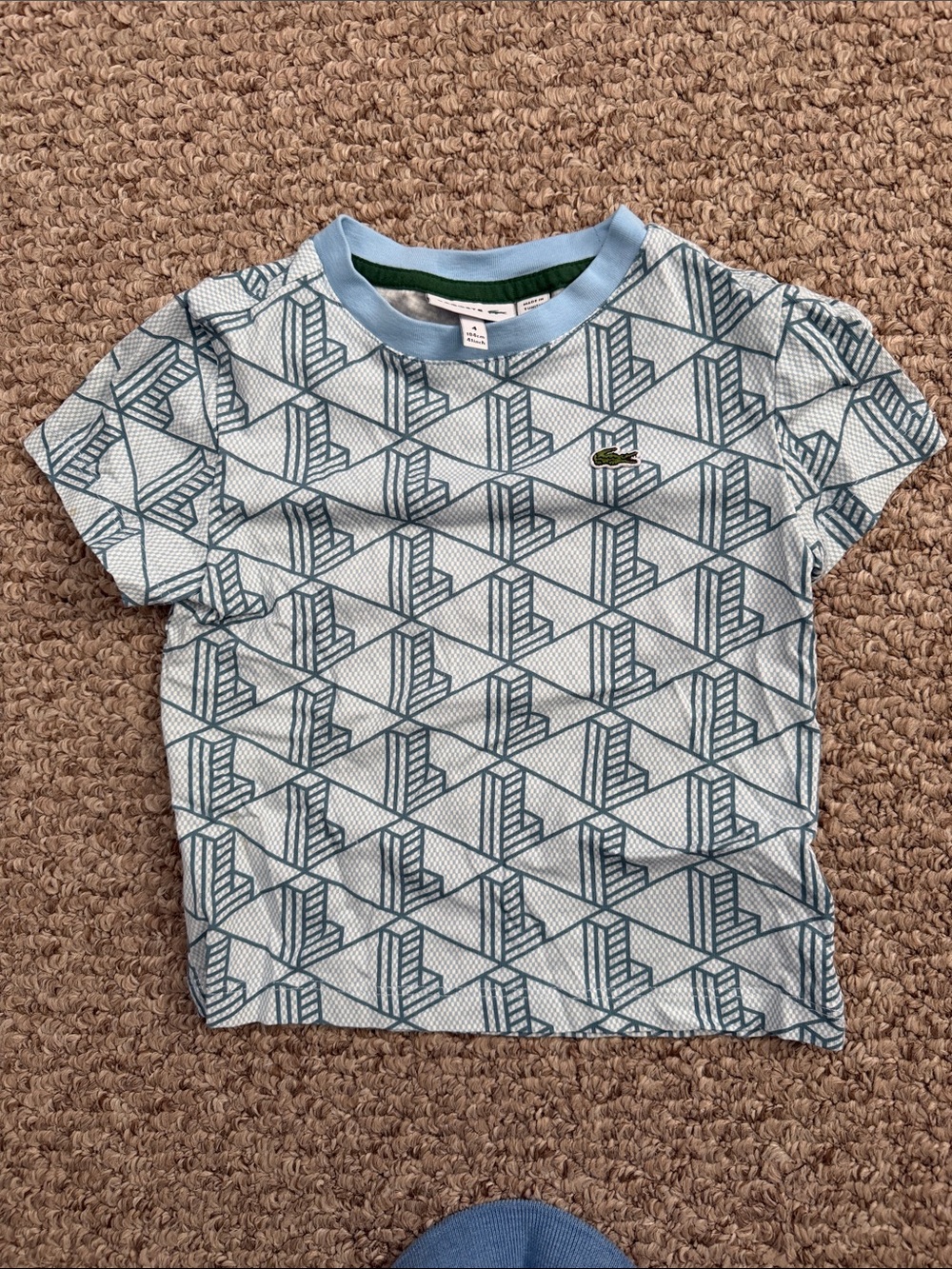 Lacoste Light Blue Geometric Logo Crew Neck Tee